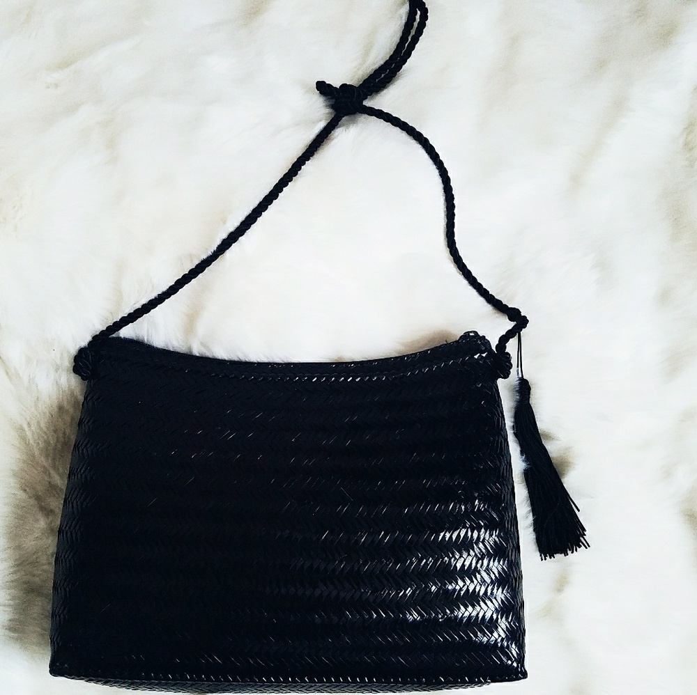 Vintage Black Straw Purse | Black Wicker Bag